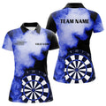 Custom Personalized Blue Flame Womens Darts Polo Shirts Custom Dart Jerseys For Women Dart Team Shirts