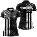 Custom Personalized BW American Flag Archery Polo Shirts For Women, Custom Bows And Arrows Archery Shirts