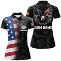 Custom Personalized US Flag 8 Ball Billiard 3D Polo Shirts For Women, Funny Billiard 8 Ball Wings Jerseys