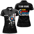Custom Personalized Aim Shoot Swear Repeat Archery Polo Shirts For Women Custom US Flag Arrow Archery Shirts
