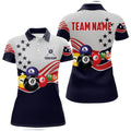 Custom Personalized American Flag Billiard Style 3D Polo Shirts For Women, Custom 8 Ball Pool Team Jerseys