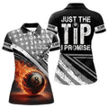 Custom Personalized US Flag 8 Ball Pool 3D Polo Shirts For Women, Just The Tip I Promise Billiard Jerseys