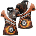 Custom Billiard Balls Fire Flame Orange Style Custom Billiard Polo Shirts For Women, Billiards Women Shirts