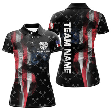 Custom Personalized Smoke US Flag Dart Polo Shirts, Custom Patriotic Darts Shirts For Women Dart Jerseys