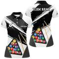 Custom Personalized White Black Billiard Balls Polo Shirts For Women, Custom Billiard 8 Ball Team Jerseys
