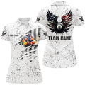 Custom Personalized US Flag Billiard Balls 3D Polo Shirts For Women, White Billiard 8 Ball Wings Jerseys