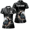Custom Personalized Thunder Lighting 8 Ball Billiard 3D Polo Shirts For Women, Custom 8 Ball Pool Jerseys