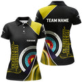 Custom Personalized 3D Targets Archery Polo Shirts For Women, Custom Yellow Black Arrow Archery Team Shirts