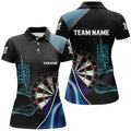 Custom Personalized Blue Black 3D Womens Darts Polo Shirts Custom Dart Jerseys For Women Dart Team Shirts