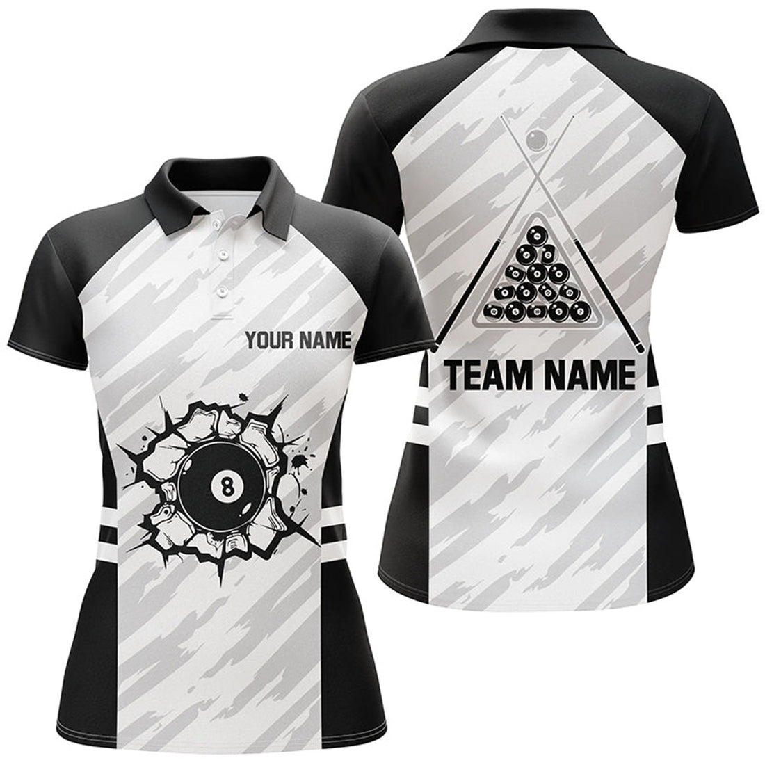 Custom Personalized Sport Billiard 8 Ball 3D Polo Shirts For Women, Custom Billiard 8 Ball Pool Team Jerseys