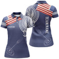 Custom Personalized US Flag Tribal Pattern Archery Polo Shirts For Women, Custom 3D Target Archery Shirts