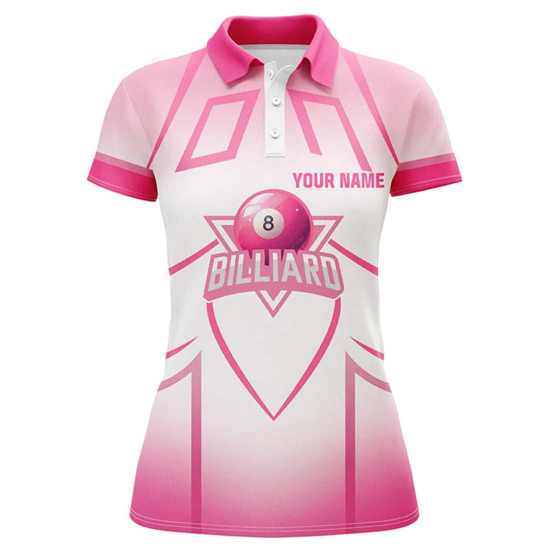 Custom Personalized Pink Valentine 8 Ball Billiard Heart 3D Polo Shirts For Women, Billiards Valentine Gifts