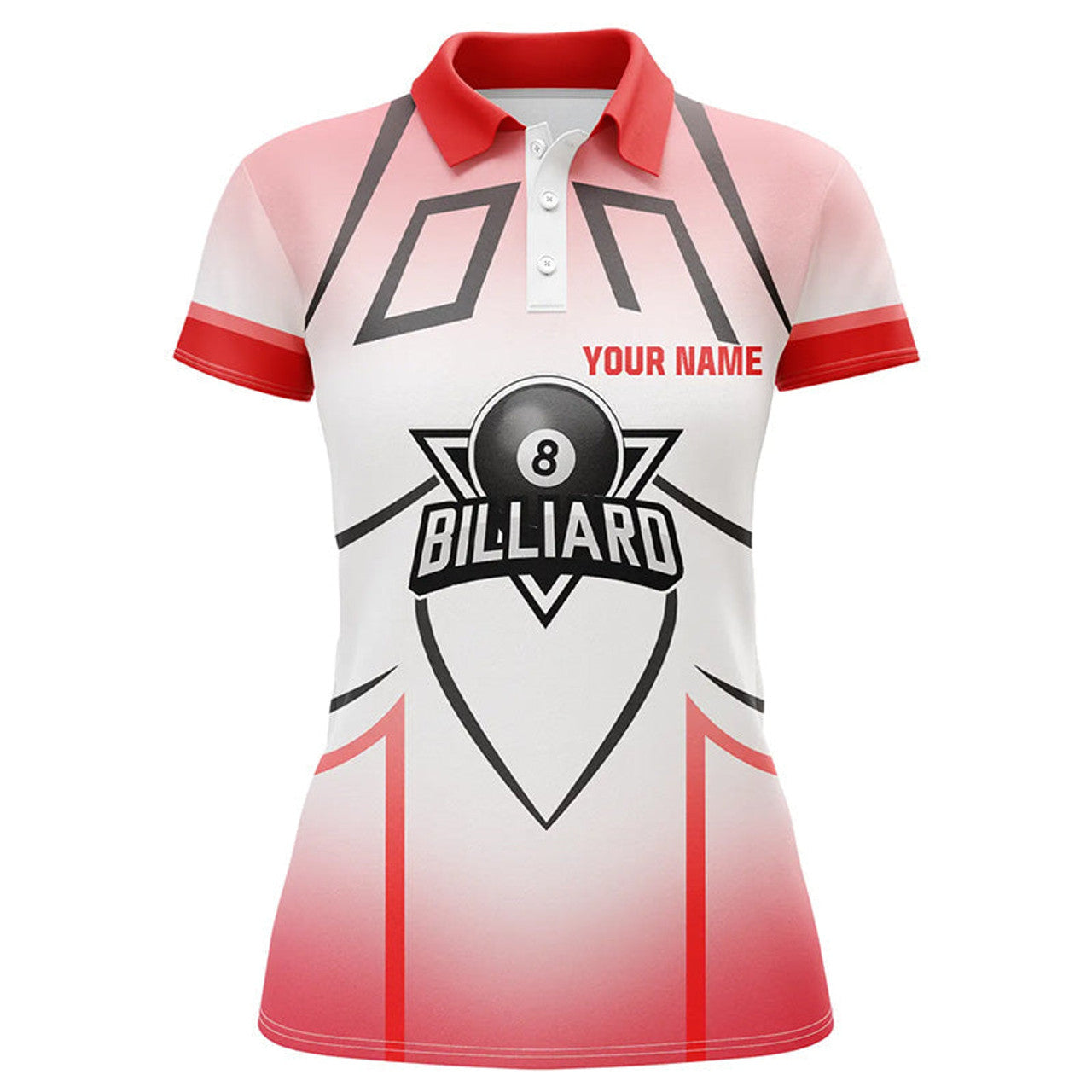 Custom Personalized Red 8 Ball Billiard Heart 3D Polo Shirts For Women, Custom Billiards Valentine Gifts