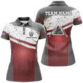 Custom Personalized US Flag 8 Ball Pool Polo Shirts For Women, Custom Red Grunge Billiard Balls Jerseys