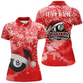 Custom Personalized Merry Christmas 8 Ball Pool Billiards Polo Shirts For Women, Christmas Billiards Shirts