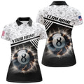 Custom Personalized Thunder Lighting 8 Ball Billiard 3D Polo Shirts For Women, Custom 8 Ball Pool Jerseys
