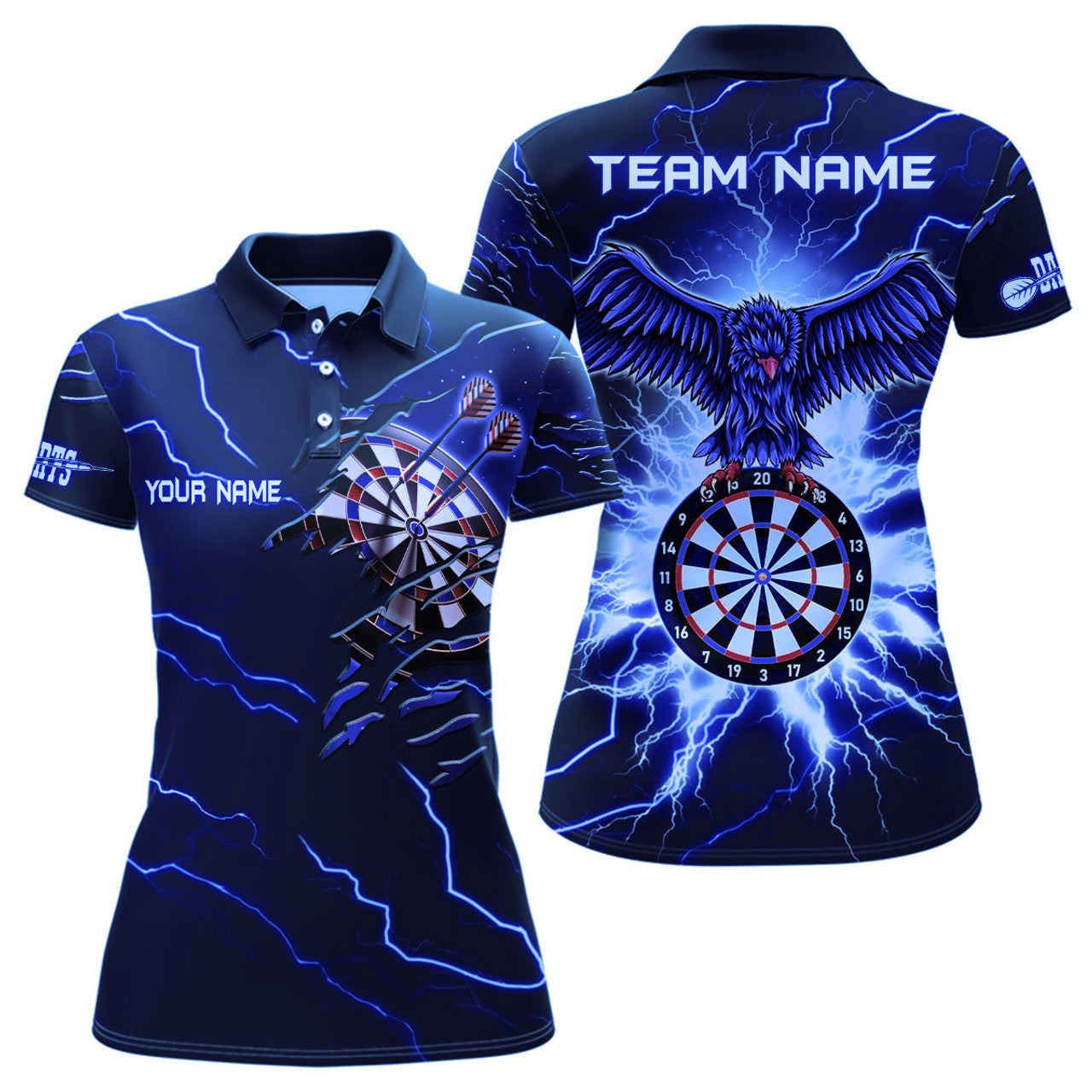 Custom Personalized Thunder Blue Eagle Dart Polo Shirts Custom Dart Shirts For Women Dart Team Shirts