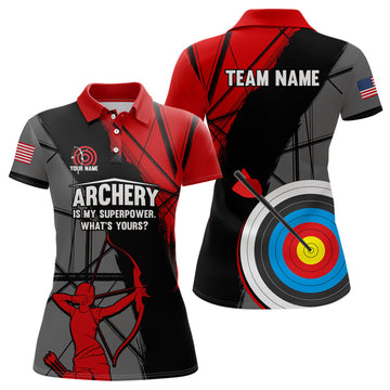 Custom Personalized 3D Target Archery Silhouette Archer Polo Shirts For Women Custom US Flag Archery Shirts