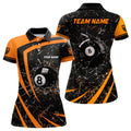 Custom Personalized Orange Glass Break 8 Ball Billiard 3D Polo Shirts For Women, Custom 8 Ball Pool Jerseys