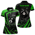 Custom Personalized Green Glass Break 8 Ball Billiard 3d Polo Shirts For Women, Custom 8 Ball Pool Jerseys