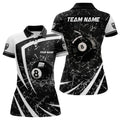 Custom Personalized White Black Glass Break 8 Ball Billiard 3D Polo Shirts For Women 8 Ball Pool Jerseys