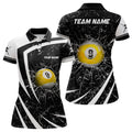 Custom Personalized White Black Glass Break 9 Ball Pool 3D Polo Shirts For Women Billiard 9 Ball Team Shirts