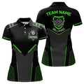 Custom Personalized Style Black Green 8 Ball Billiard 3D Polo Shirts For Women, 8 Ball Pool Team Jerseys