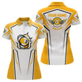 Custom Personalized 3D Funny Billiard 9 Ball Polo Shirts For Women, Custom White Yellow 9 Ball Pool Jerseys