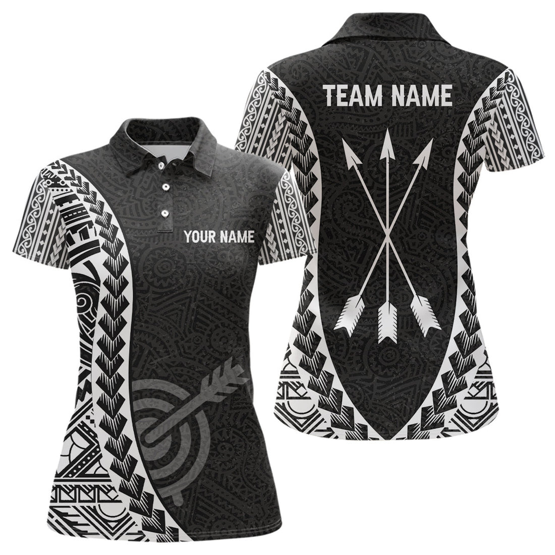 Custom Personalized Tribal Pattern Target Archery Polo Shirts For Women, Custom Arrows Archery Team Shirts