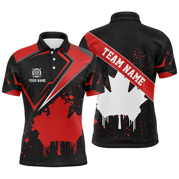 Personalized Archery Canada Leaf Vintage Style Men Polo Shirts Custom Canada Archery Shirts