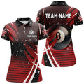 Custom Black Red Billiard 8 Ball Pool Women Polo Shirts Custom Billiard Shirts, Billiard Jerseys Apparel