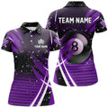 Custom Black Purple Billiard 8 Ball Pool Women Polo Shirts Custom Billiard Shirts, Billiard Jerseys Apparel