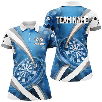Custom Personalized Blue Jerseys Darts Board 3D Women Darts Polo Shirts Custom Team League Darts Shirts