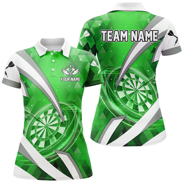 Custom Personalized Green Jerseys Darts Board 3D Women Darts Polo Shirts Custom Team League Darts Shirts
