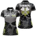 Custom Darts Grey Skull Grunge Style Custom Women Darts Polo Shirts, Best Idea Gifts Shirts For Dart Players