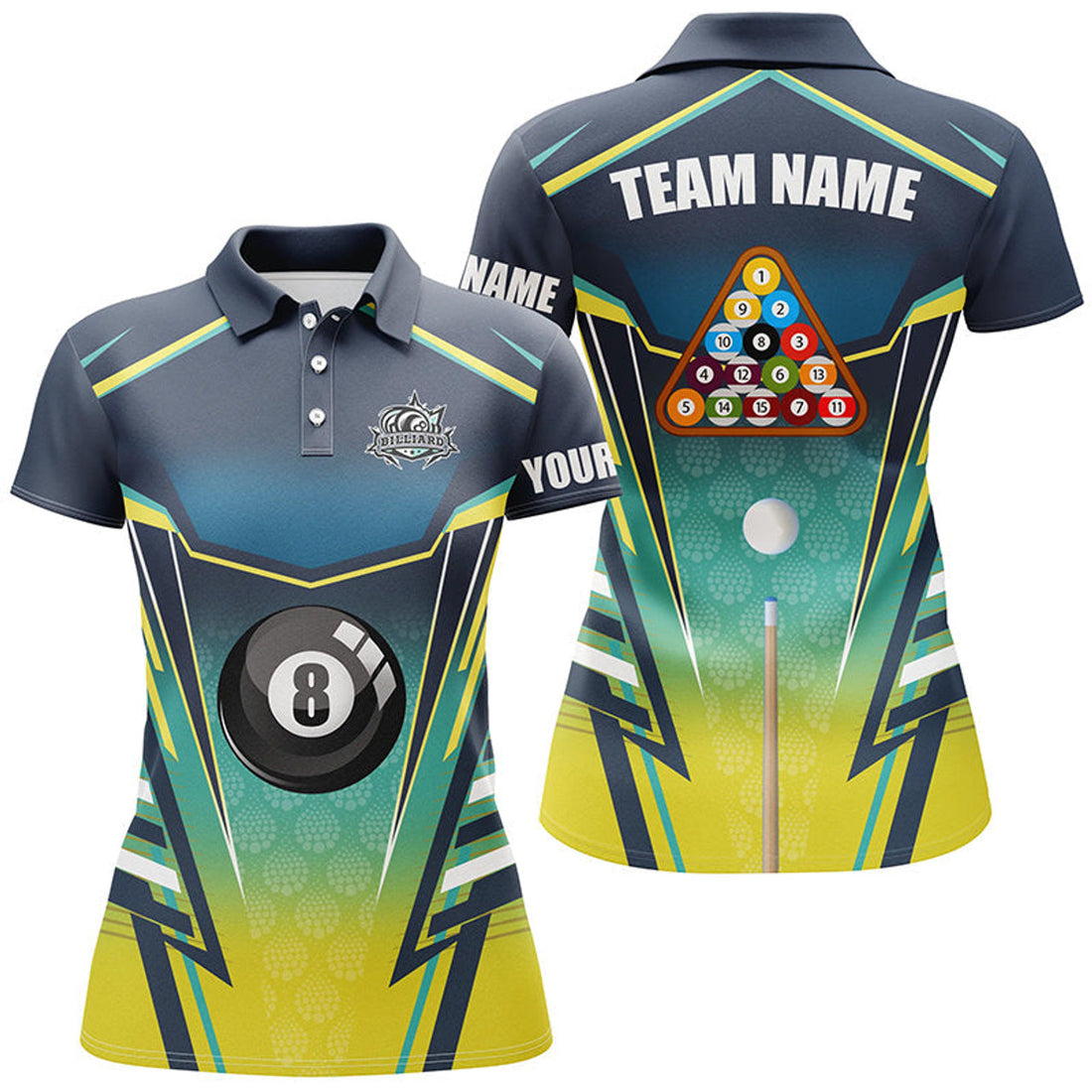 Custom 8 Ball Pool Billiard Jerseys Custom Polo Shirts For Women, 8 Ball Billiards Apparel Clothing