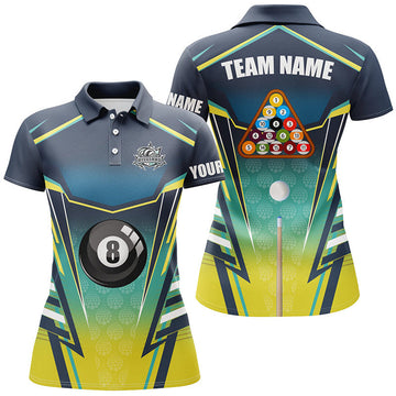 Custom 8 Ball Pool Billiard Jerseys Custom Polo Shirts For Women, 8 Ball Billiards Apparel Clothing