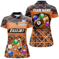 Custom Personalized Orange Billiard Grunge Style Full Printing Women Polo Shirts Custom Pool Player Custom