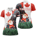 Custom Funny Christmas Santa And Billiard Canada Flag Custom Women Polo Shirts Patriotic Christmas Shirts