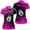 Custom Pink 8 Ball Pool Billiard Jerseys Polo Shirts For Women Custom Team League Billiard Valentine Shirts