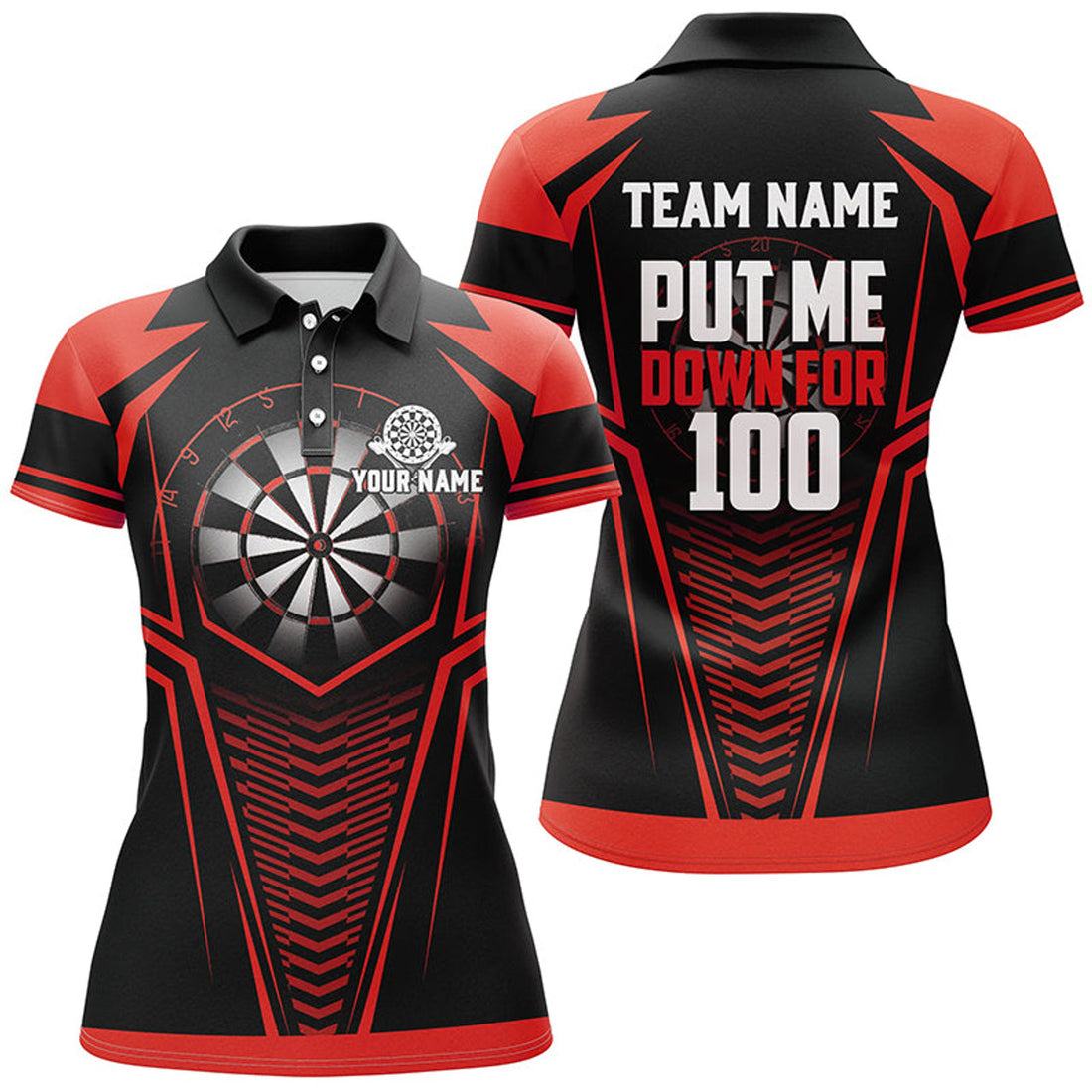 Custom Put Me Down For 100 Black Red Women Darts Polo Shirts Custom Funny Dart Shirts Dart Team Jerseys