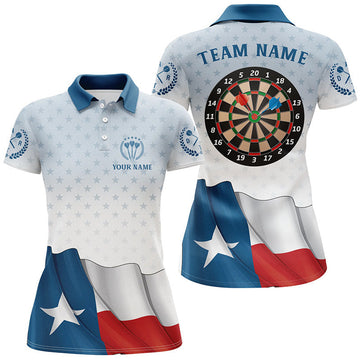 Custom Personalized Texas Flag Women Darts Polo Shirts Custom Texas Flag Darts Shirts For Patriotic Player