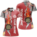 Custom Personalized Red Darts Board Fire Flame Smoke Women Darts Polo Shirts Custom Unique Darts Jerseys