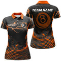 Custom Personalized Orange 8 Ball Point Billiard Women Polo Shirts Best Custom Billiards Apparel Clothing