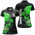 Custom Personalized Patrick 3D Green Skull Luckiest Billiard Women Polo Shirts, Patrick Day Billiard Jerseys