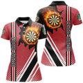 Custom Personalized Black Red Darts Board Fire Flame Women Darts Polo Shirts Custom Dart Team Jersey