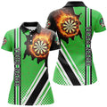 Custom Personalized Black Green Darts Board Fire Flame Women Darts Polo Shirts Custom Dart Team Jersey