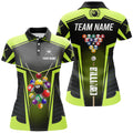 Custom Personalized Green Neon Jerseys Billiard Balls Polo Shirts For Women Custom 3D Pool League Shirts
