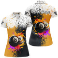 Custom Personalized Billiard 8 Ball & 9 Ball Grunge Style Custom Women Polo Shirts, Billiard Attire Jerseys