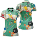 Custom Personalized Green Billiard Game 3D Full Printing Polo Shirts For Women Custom Fashion Pool Shirt